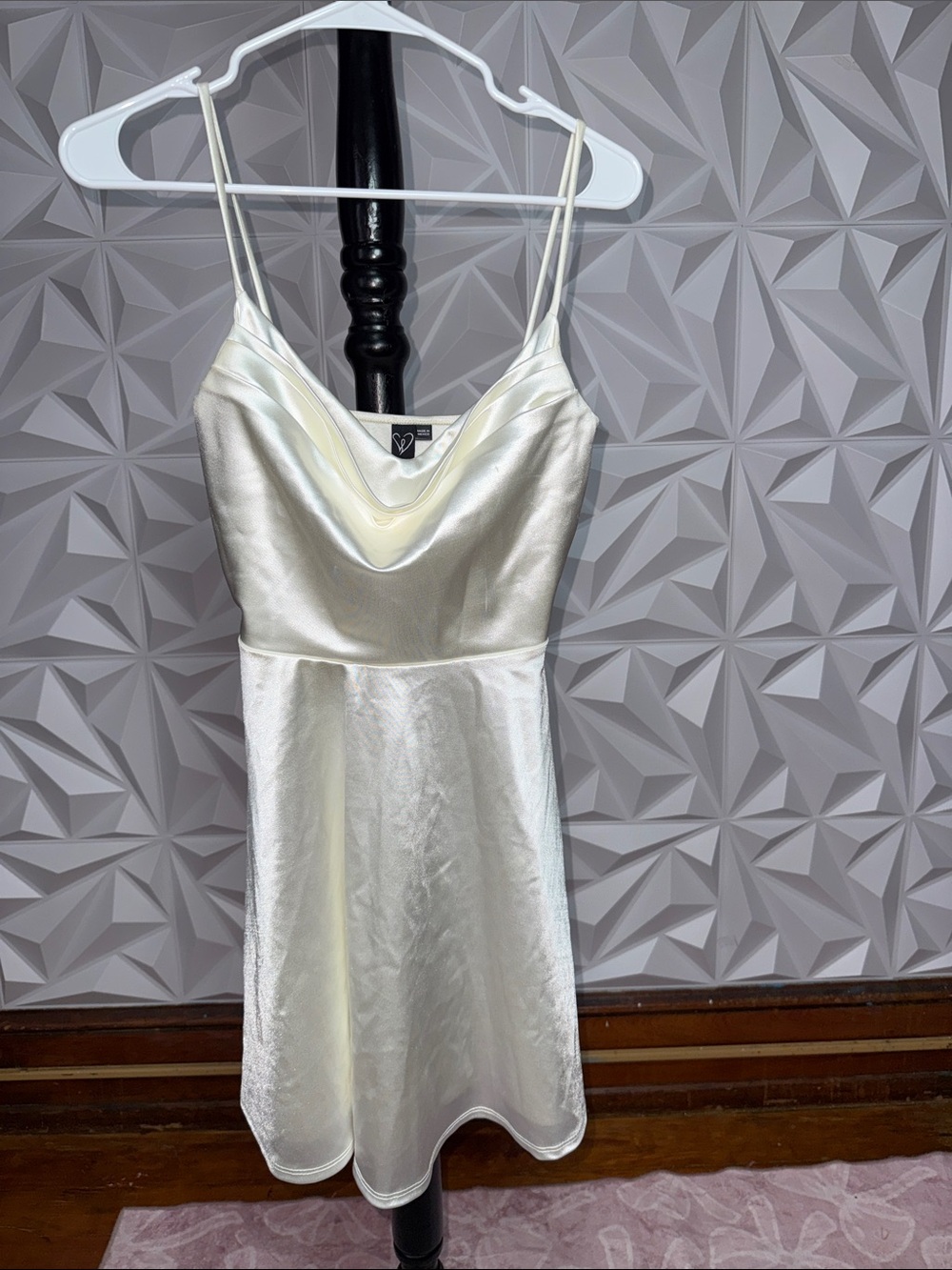 Windsor Ivory Satin Cowl Neck Mini Dress